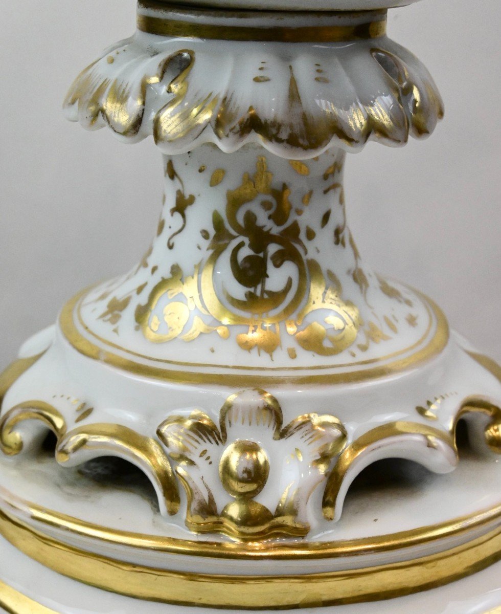 Centre De Table En Porcelaine Décoré De Dorures - France 1830-photo-4